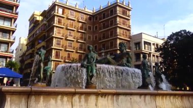 Spain, Valencia December 07 2022 - Historic buildings fountain