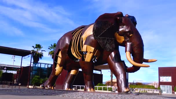 Instalação Elefante Feita Madeira Biopark Valencia — Vídeo de Stock