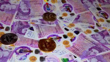 Banknotes English pound, dollar, euro, close-up, on a dark and white background