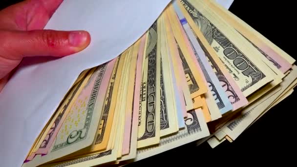 Dollar Américain Compte Homme Tenant Des Billets Banque — Video