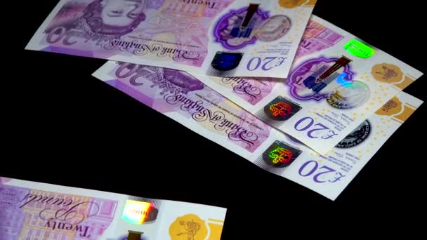 Banknotes English Pound Dollar Euro Close Dark White Background — Wideo stockowe