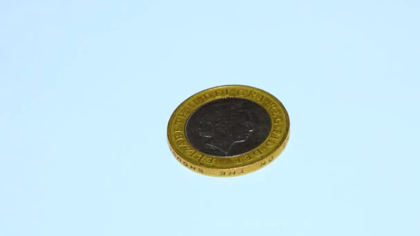 British Pound Coins Put Table White Background — стокове відео