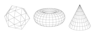 Düşük çözünürlüklü 3 boyutlu geometrik şekiller. Fütürist kablo çokgen tasarımı. Web siteniz, afişiniz ve benzeri şeyler için. Vektör illüstrasyonu.