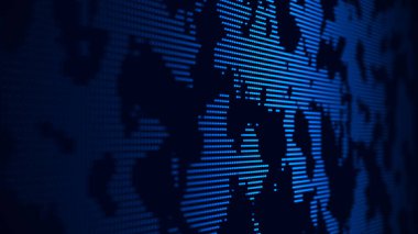 Yarım tonlu noktaların mavi dokusu. Fütürist soyut arka plan. Parçacık deseni. Kırık bir ekran. 3B görüntüleme.