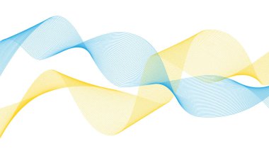 Ukrayna bayrağı şeklinde yaratıcı çizgiler. Eğri ses akışı ya da DNA. Soyut tasarım. Vektör illüstrasyonu.