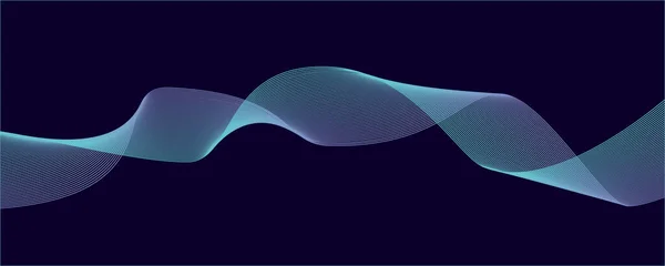 Creative Wave Lines Dark Background Curved Smooth Sound Stream Dna — Stock Vector