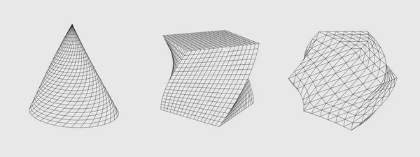 Conjunto Figuras Geométricas Retorcidas Poli Bajo Diseño Poligonal Futurista Para — Archivo Imágenes Vectoriales