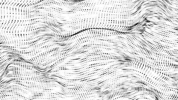 Digitale Wellenstruktur Mit Illusionseffekt Punkte Auf Dem Weißen Hintergrund Visualisierung — Stockvektor