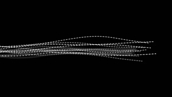 暗い背景にドットや線でデジタル波 ネットワーク接続の未来的な抽象束構造 ビッグデータ可視化 3Dレンダリング — ストック写真
