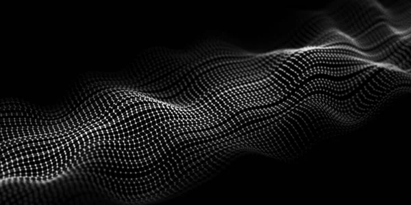 Цифровая Полутоновая Волна Точками Темном Фоне Футуристическая Абстрактная Структура Сетевого — стоковое фото