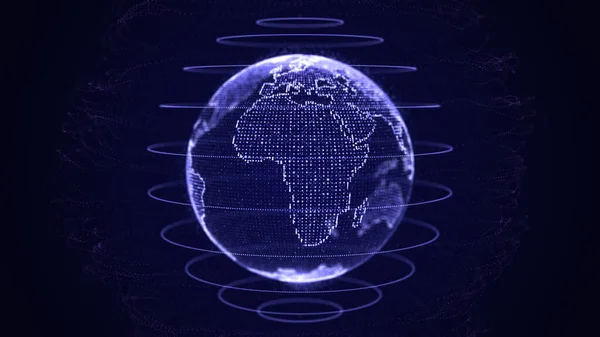 Esfera Azul Forma Terra Com Pontos Tecnologia Global Abstrata Visualização — Fotografia de Stock