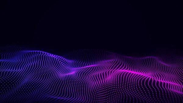 Цифровая Градиентная Волна Точками Линиями Темном Фоне Большая Визуализация Данных — стоковое фото