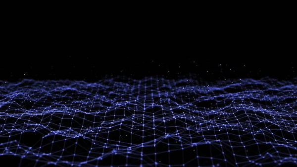 Технологія Підключення Мережі Абстрактна Блакитна Хвиля Точками Лініями Частинками Цифровий — стокове фото