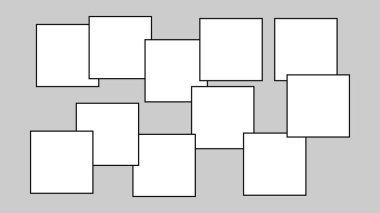 Gri arkaplandaki boş kare çerçeveleri kolajla. Fotoğraf parçaları, web siteleri ve iç mekanlar için şablonlar. Vektör illüstrasyonu.