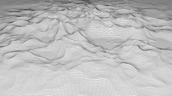 Fondo Paisaje Rejilla Digital Futurista Textura Abstracta Montañas Retro Visualización — Archivo Imágenes Vectoriales