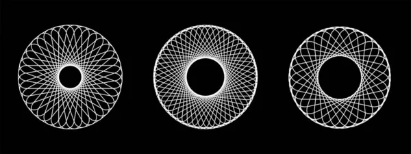 Набір Скручених Чорних Спіралей Квадратів Геометрія Цифрового Тунелю Лініями Технологія — стоковий вектор