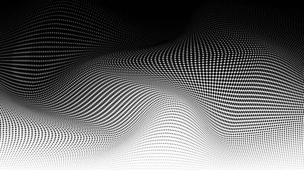Geometrické Polotónové Pozadí Efektem Iluze Zakřivený Sklon Černými Tečkami Vizualizace — Stockový vektor