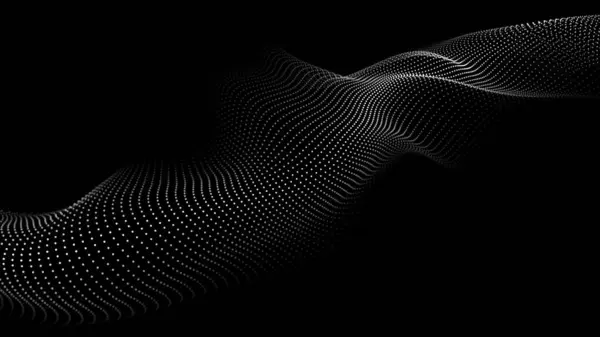 Цифровая Волна Точками Черном Фоне Абстрактная Структура Сетевого Соединения Большая — стоковый вектор