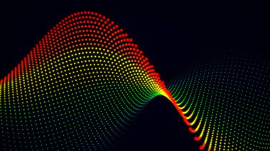 Karanlık arka planda dijital dalga. Ağ bağlantısı veya DNA 'nın gelecekteki soyut yapısı. Büyük veri görselleştirmesi. 3B görüntüleme.