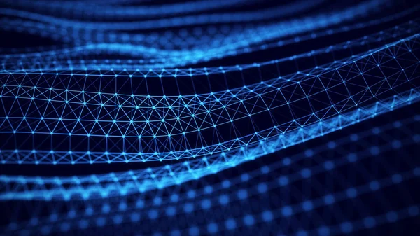 Αφηρημένη Μπλε Σύνδεση Δικτύου Κυματιστή Υφή Φουτουριστική Δομή Του Φαινομένου — Φωτογραφία Αρχείου