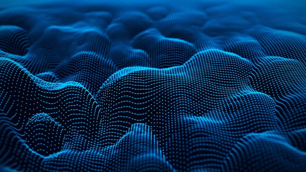 Fondo Abstracto Burbujas Azules Digitales Paisaje Futurista Textura Retro Ondulada —  Fotos de Stock