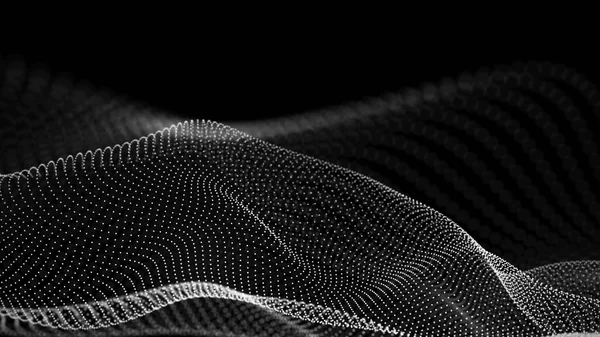 Цифровая Волна Точками Темном Фоне Футуристическая Абстрактная Структура Движения Сетевой — стоковое фото