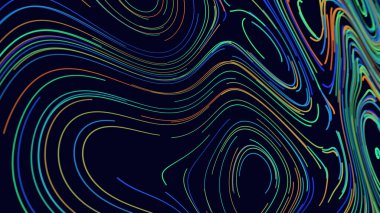 Karanlık arka planda dijital teknoloji çizgileri var. Ağ bağlantısı ya da trafik ışıklarının soyut yapısı. Veri toplama ve görselleştirmenin etkisi. 3B görüntüleme.