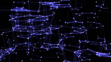 Ağ bağlantısı teknolojisi. Soyut mavi sahne arkaplanı. Dijital doku arkaplanı. Büyük veri görselleştirmesi. 3B görüntüleme.