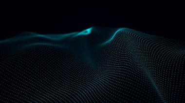 Dijital dalga duvar kağıdı ya da arka plan. Ağ bağlantısı ya da bilgi okyanusunun soyut yapısı. Büyük veri görselleştirmesi. 3B görüntüleme.