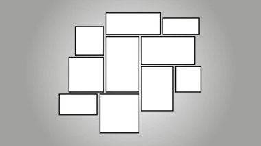 Beyaz 3d çerçeve kolajı gradyan arkaplanda boş alanlar. Fotoğraf, dekor ve iç mekan için şablonlar. Vektör illüstrasyonu.