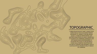 Açık kahverengi topografik harita arka planı. Soyut desenli coğrafi doku ya da retro manzara. Dağ arazisi veya patika. Vektör illüstrasyonu.