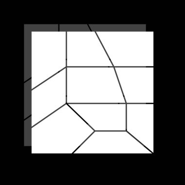 Siyah arkaplanda beyaz 3d kare kare kolaj. Farklı boşluklar. Fotoğraf, dekor ve iç mekan için şablonlar. Vektör illüstrasyonu.