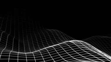 Dijital beyaz ızgara dalgası ya da manzara. Fütürist ve soyut yapı. Ağ bağlantısı gradyan arkaplanı. Büyük veri görselleştirmesi. 3B görüntüleme.