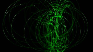 Yıkılmış stil yapısı. Ağ uzayı ve parçacıklar. Küresel dijital fütürist teknoloji, büyük veriler. 3B görüntüleme.