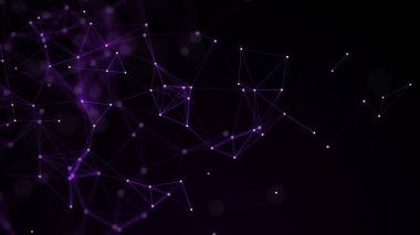 Gradyan arkaplanda gelecekteki pembe ağ bağlantısı. Noktalar ve çizgilerle soyut desen. Dijital modern fon. Büyük veri görselleştirmesi. 3B görüntüleme.