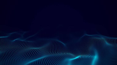 Gelecekçi hareket dalgası arka planı. Ağ bağlantısı ya da bilgi okyanusunun soyut yapısı. Büyük veri görselleştirmesi. 3B görüntüleme.