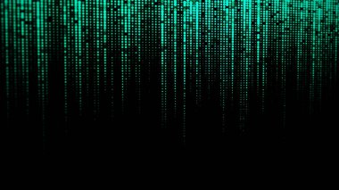Yarım tonlu noktaların Matrix grunge dokusu. Gelecekçi soyut ince arkaplan ya da duvar kağıdı. Parçacık deseni, ikili kod. Kırık hacker ekranı. Büyük veri görselleştirmesi. 3B görüntüleme.