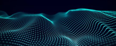Dijital yatay dalga arkaplanı. Fütüristik arka plan. Ağ bağlantısının soyut yapı dokusu. Büyük veri görselleştirmesi. 3B görüntüleme.