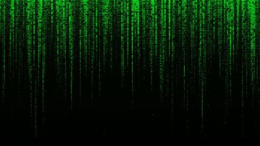 Yarım tonlu noktaların büyük düzlem dokusuna sahip. Fütürist soyut arkaplan ya da duvar kağıdı. Parçacık deseni, ikili kod. Kırık hacker ekranı. Büyük veri görselleştirmesi. 3B görüntüleme.