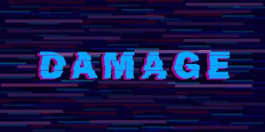 Arıza Metni bir biçim arkaplanındaki yazı tipini bozdu. Hasarlı ekranın dijital modern efekti. Oyun ekranları, web siteleri, tasarımlar, afişler ve iş için. Vektör illüstrasyonu.