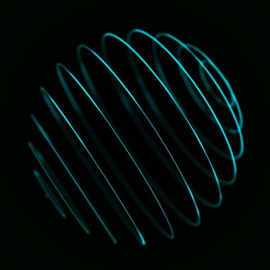 Daireler ve ağ bağlantı teknolojisiyle mavi 3D küre. Topun şeklindeki soyut küresel yapı. Büyük veri görselleştirmesi. 3B görüntüleme.