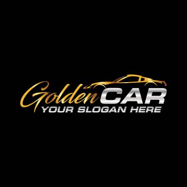 Altın ve gümüş araba logosu vektör illüstrasyon şablonu