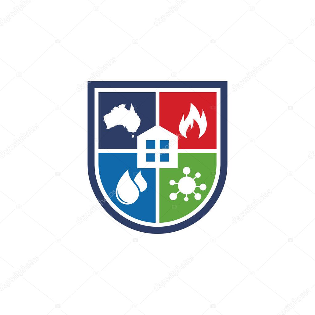 Water, Fire Mold shield Logo Design template