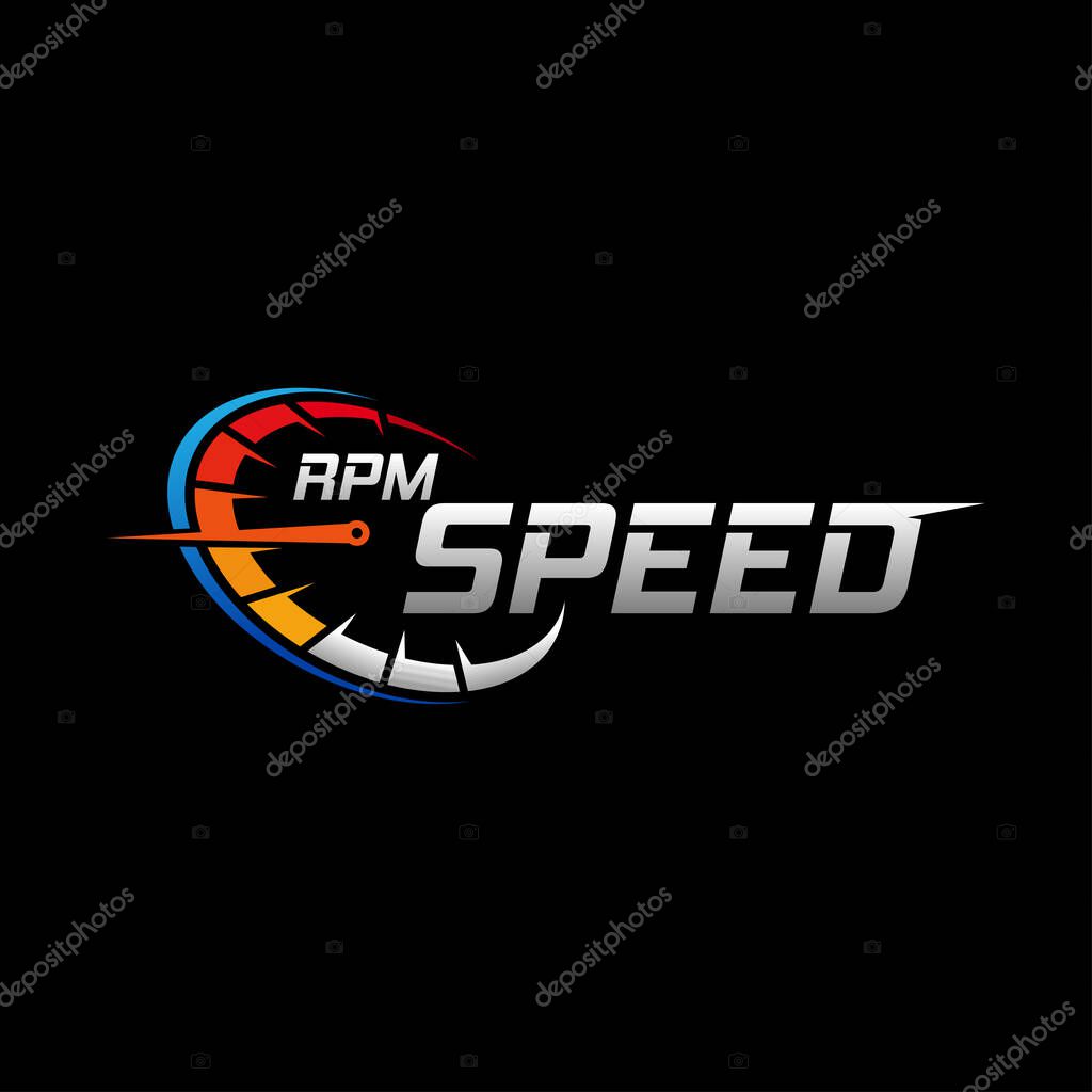 Speedometer RPM gauge icon logo template