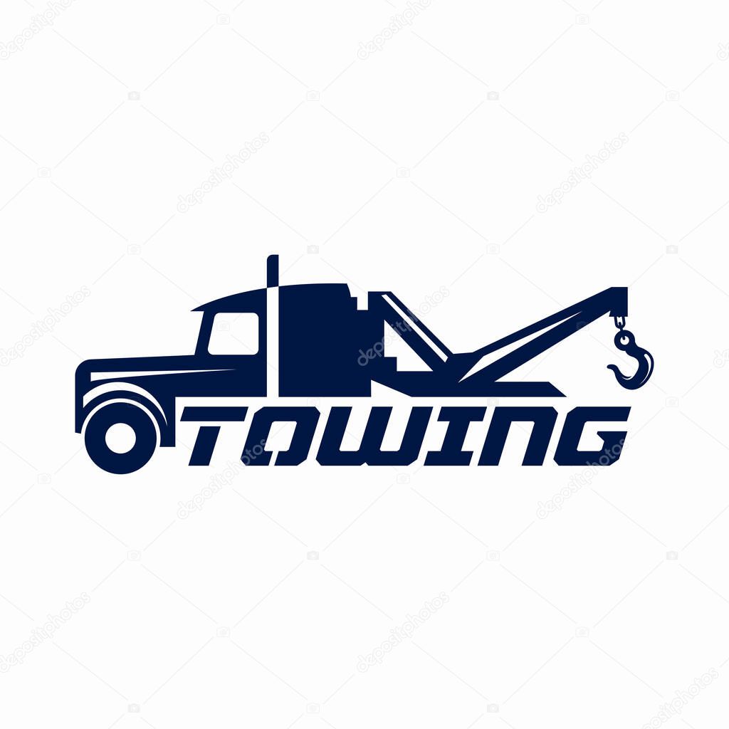 Towing car illustration logo design template