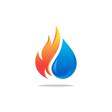 Alev Logosu tasarım vektör düşüşünü ateşle. Damla Logotype