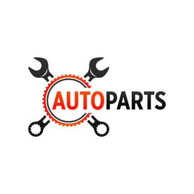 Otomobil parçaları, otomatik piston, buji ve anahtar, logo tasarımı. Otomotiv parçaları, otomobil detayları 03
