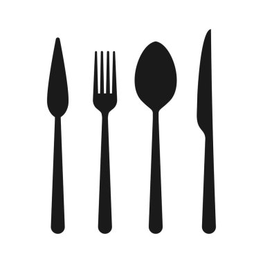 Kaşık, çatal, bıçak. Logo şablonu pişiriliyor