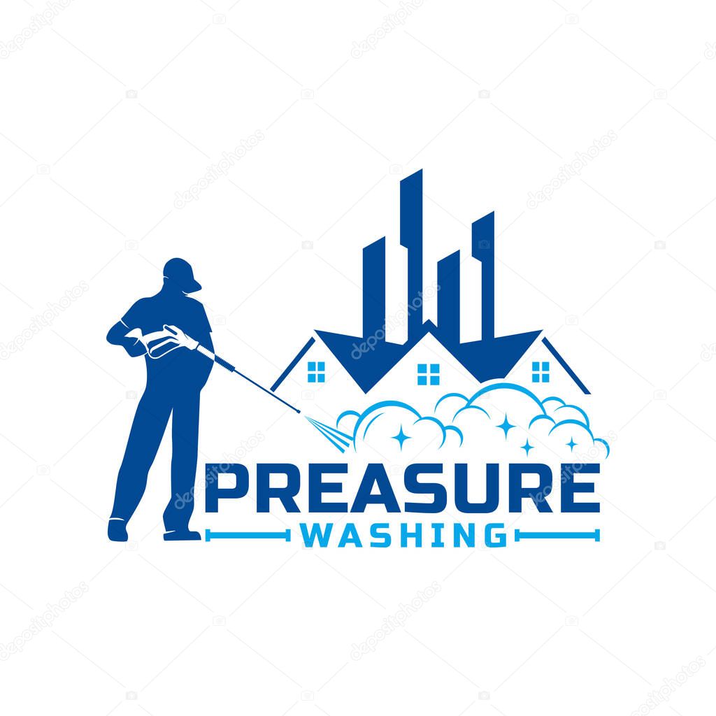 Vector graphic of hydro pressure power wash logo design template