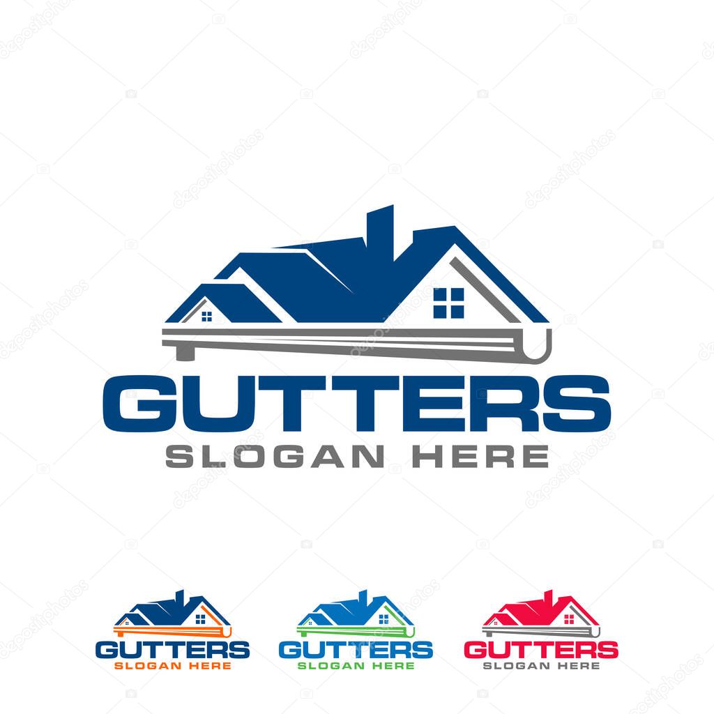 Graphic vector of gutter installation and repair service logo design
